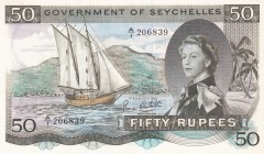Seychelles, 50 Rupees, 1973, UNC, p17e
Queen Elizabeth II. Potrait
Serial Number: 206839
Estimate: 1750-3500