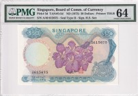 Singapore, 50 Dollars, 1973, UNC, p5d
PMG 64
Serial Number: A/40 615675
Estimate: 200-400