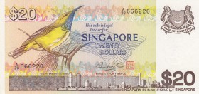 Singapore, 20 Dollars, 1979, UNC, p12
Serial Number: 666220
Estimate: 30-60