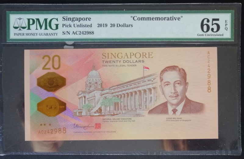 Singapore, 20 Dollars, 2019, UNC, pNew
PMG 65 EPQ
Serial Number: AC242988
Est...