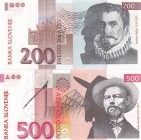 Slovenia, 200-500 Tolarjev, 2004/2005, UNC, p15d; p16c, (Total 2 banknotes)
Serial Number: ZS984905, BV854792
Estimate: 20-40