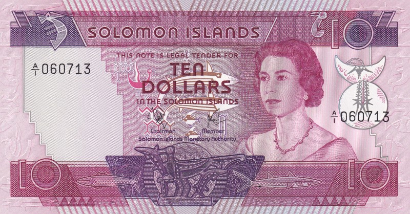 Solomon Islands, 10 Dollars, 1977, UNC, p7a
Queen Elizabeth II. Potrait
Serial...