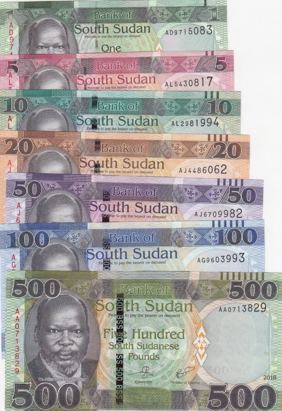 South Sudan, 1-5-10-20-50-100-500 Pounds, 2011/2018, UNC, (Total 7 banknotes)
1...