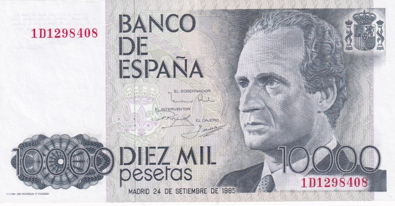 Spain, 10.000 Pesetas, 1985, UNC(-), p161
Serial Number: 1D1298408
Estimate: 1...