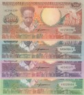 Suriname, 25-100-250-500 Gulden, 1988, p132; p133; p134; p135, (Total 4 banknotes)
25 Gulden, UNC; 100 Gulden, UNC 250 Gulden, UNC(-); 500 Gulden, UN...