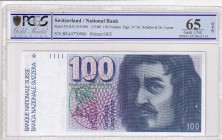 Switzerland, 100 Franken, 1989, UNC, p57j
PCGS 65 OPQ
Serial Number: 89A0770900
Estimate: 150-300