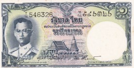 Thailand, 1 Baht, 1955, UNC, p74d
Serial Number: T14 546326
Estimate: 10-20