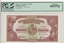 Tonga, 4 Shillings, 1964, UNC, p9d
PCGS 66 PPQ
Serial Number: D/1 62030
Estimate: 150-300