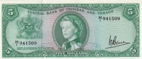 Trinidad & Tobago, 5 Dollars, 1964, UNC, p27c
Queen Elizabeth II. Potrait
Serial Number: 941509
Estimate: 250-500