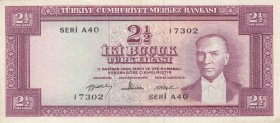Turkey, 2 1/2 Lira, 1960, XF(+), p153, 5. Emission
Natural
Serial Number: A40 17302
Estimate: 75-150