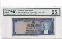 Turkey, 5 Lira, 1952, AUNC, p154a, 5. Emission
PMG 55
Serial Number: A20 469582
Estimate: 400-800