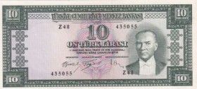 Turkey, 10 Lira, 1961, UNC, p160, 5. Emission
Serial Number: Z48 435055
Estimate: 750-1500
