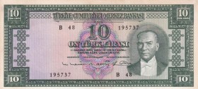 Turkey, 10 Lira, 1963, UNC, p161, 5. Emission
There is yellowing on the border.
Serial Number: B48 195737
Estimate: 250-500