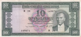 Turkey, 10 Lira, 1963, XF(+), p161, 5. Emission
Natural
Serial Number: B20 149071
Estimate: 30-60