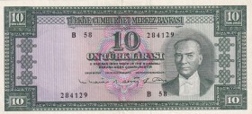 Turkey, 10 Lira, 1963, XF, p161, 5. Emission
Mustafa Kemal Atatürk Portrait
Natural
Serial Number: B58 284129
Estimate: 50-100