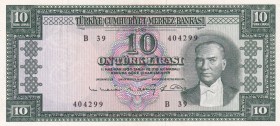 Turkey, 10 Lira, 1963, XF, p161, 5. Emission
Pressed
Serial Number: B39 404299
Estimate: 30-60