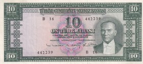 Turkey, 10 Lira, 1963, XF(-), p161, 5. Emission
Mustafa Kemal Atatürk Portrait
Natural
Serial Number: B16 442239
Estimate: 30-60