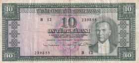 Turkey, 10 Lira, 1963, VF, p161, 5. Emission
Natural
Serial Number: B12 239855
Estimate: 20-40