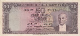 Turkey, 50 Lira, 1953, VF(+), p163, 5. Emission
Natural
Serial Number: K9 037187
Estimate: 250-500