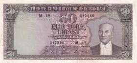 Turkey, 50 Lira, 1964, XF, p175a, 5. Emission
Natural
Serial Number: M19 042860
Estimate: 75-150