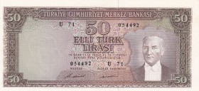 Turkey, 50 Lira, 1971, UNC, p187A, 5. Emission
Serial Number: U71 054492
Estimate: 125-250