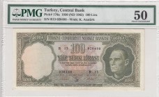 Turkey, 100 Lira, 1962, AUNC, p176, 5. Emission
PMG 50
Serial Number: R13 020488
Estimate: 500-1000
