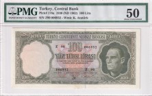 Turkey, 100 Lira, 1962, AUNC, p176a, 5. Emission
PMG 50
"Z90" Rare
Serial Number: Z90 006932
Estimate: 1000-2000