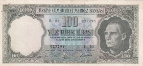 Turkey, 100 Lira, 1964, XF, p177, 5. Emission
Pressed
Serial Number: B81 027291
Estimate: 75-150