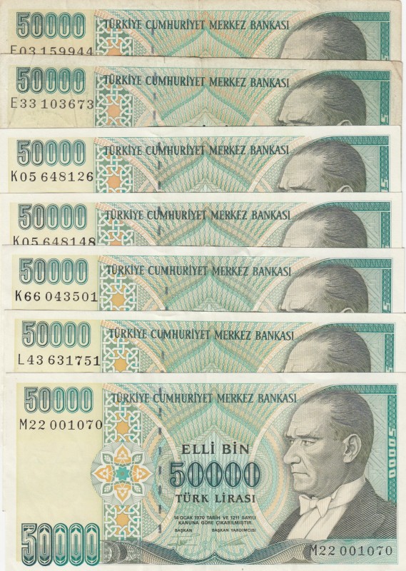 Turkey, 50.000 Lira, 1989/1995, p203, p204, 7. Emission
(Total 7 banknotes)
In...