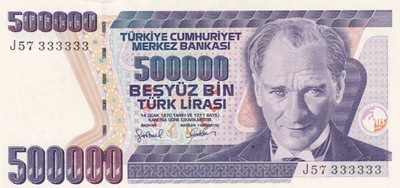 Turkey, 500.000 Türk Lirası, 1997, UNC, p212, 7. Emission
6 Radar
Mustafa Kema...