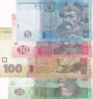 Ukraine, 5-10-20-100 Hryven, VF, p118b; p119Aa; p120b; p122a, (Total 4 banknotes)
Serial Number: AR 9241321, AE 7838610, 02443357, KA 3005724
Estima...