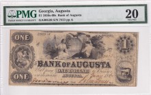 Confederate States of America, 1 Dollar, 1850s/1860s, VF,
PMG 20, Georgia, Augusta
Serial Number: 7413
Estimate: 75-150