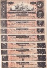 Confederate States of America, 20 Dollars, 1864, UNC, p 69, 8 unc Banknotes in total
Estimate: 25-50
