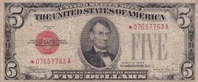 United States of America, 5 Dollars, 1928, FINE, p379e
Serial Number: 07657763A
Estimate: 10-20
