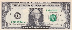 United States of America, 1 Dollar, 1988, UNC, p480b
Low Serial Number
Serial Number: I 01000001 J
Estimate: 1500-3000
