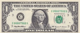 United States of America, 1 Dollar, 1999, UNC, p504
Top 10.000 Serial Number
Serial Number: C 00007502 G
Estimate: 30-60