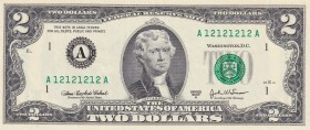 United States of America, 2 Dollars, 2003, UNC, p516b
Repeater
Serial Number: A 12121212 A
Estimate: 200-400