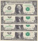 United States of America, 1 Dollar, 2009, UNC, p530, (Total 4 banknotes)
First 5000 Serial Number
Serial Number: L 00004601 X, L 00004701 X, L 00004...