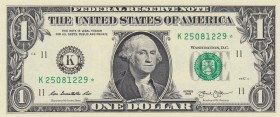 United States of America, 1 Dollar, 2013, UNC, p537, REPLACEMENT
Serial Number: K25081229*
Estimate: 10-20