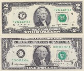 United States of America, 1,2 Dollars, 1969,2009, UNC, p449c,p530A
Serial Number: C 00001245, F 00111245
Estimate: 50-100