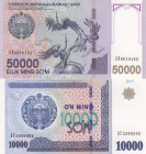 Uzbekistan, 10.000-50.000 Sum, 2017, UNC, p84; p85, (Total 2 banknotes)
Serial Number: AE2598965, AH6610162
Estimate: 15-30