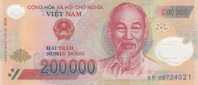 Viet Nam, 200.000 Dông, 2006, UNC, p123a
Polymer plastics banknote
Serial Number: BR 06724021
Estimate: 20-40