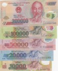 Viet Nam, 10.000-20.000-50.000-100.000-200.000 Döng, 2005/2008, (Total 5 banknotes)
10.000 Döng, 2008, UNC;20.000 Döng, 2006, UNC; 50.000 Döng, 2005,...