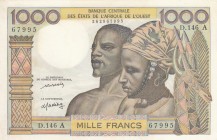 West African States, 1.000 Francs, 1977, UNC, p103Al
"A'' Ivory Coast
Serial Number: D.146 67995
Estimate: 75-150