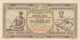 Yugoslavia, 100 Dinara, 1946, UNC, p65b
Serial Number: 470147
Estimate: 50-100