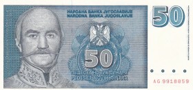 Yugoslavia, 50 Novih Dinara, 1996, UNC, p151
Serial Number: AG9918859
Estimate: 15-30