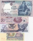 Mix Lot, (Total 4 banknotes)
Portugal, 1.000 Escudos, 1984, p178, AUNC; Mexico, 50 Pesos, 2012/2013, p123, VF; Mexico, 20 Nuevos Pesos, 1992, p100, V...