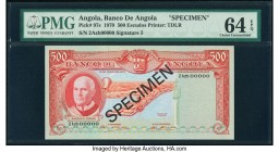 Angola Banco De Angola 500 Escudos 1970 Pick 97s Specimen PMG Choice Uncirculated 64 EPQ. Black Specimen overprints.

HID09801242017

© 2020 Heritage ...