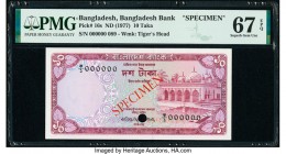 Bangladesh Bangladesh Bank 10 Taka ND (1977) Pick 16s Specimen PMG Superb Gem Unc 67 EPQ. Red Specimen overprints; one POC.

HID09801242017

© 2020 He...