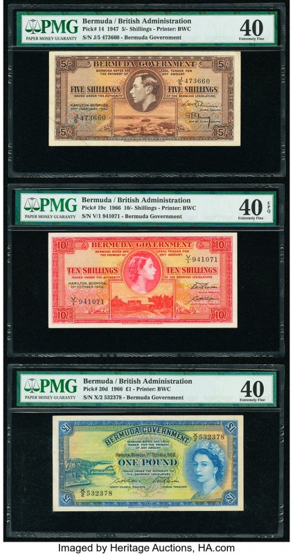 Bermuda Bermuda Government 5; 10 Shillings; 1 Pound 17.2.1947; 1.10.1966 (2) Pic...